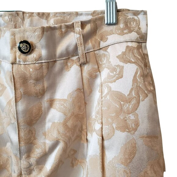 House of AAMA Mens Cherub Ogun Military Pants Tan Creme Jacquard Floral Print - Picture 13 of 15